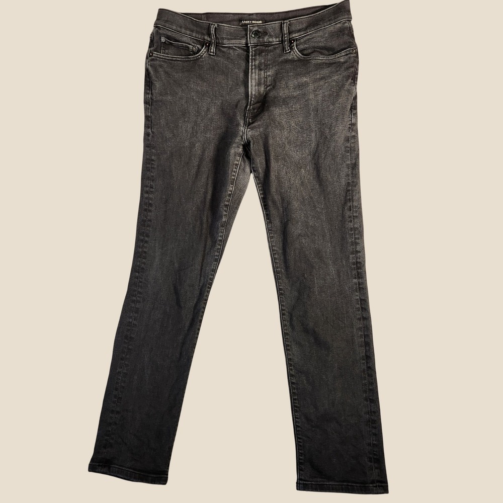 Lucky Brand Jeans Mens 32x32 Black Excellent Straight Leg Faded Denim Pants